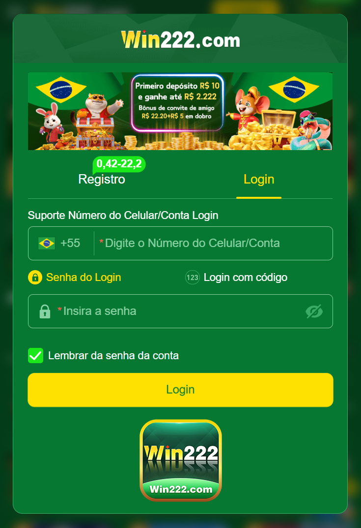 Login profissional na win222.com
